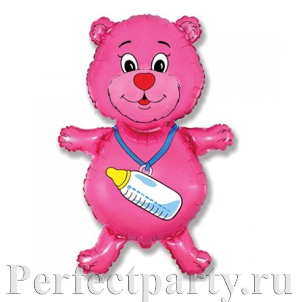 "Медвежонок с бутылочкой" розовый 92Х59см