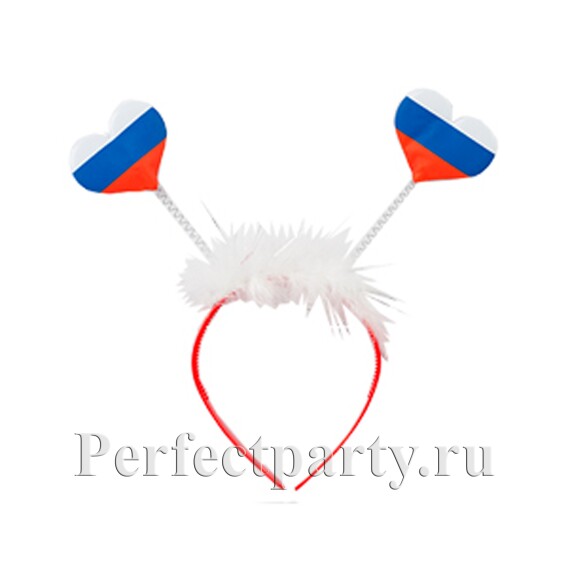Ободок флажки-сердечки триколор