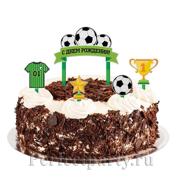 Набор для украшения торта "С днём рождения" / футбол