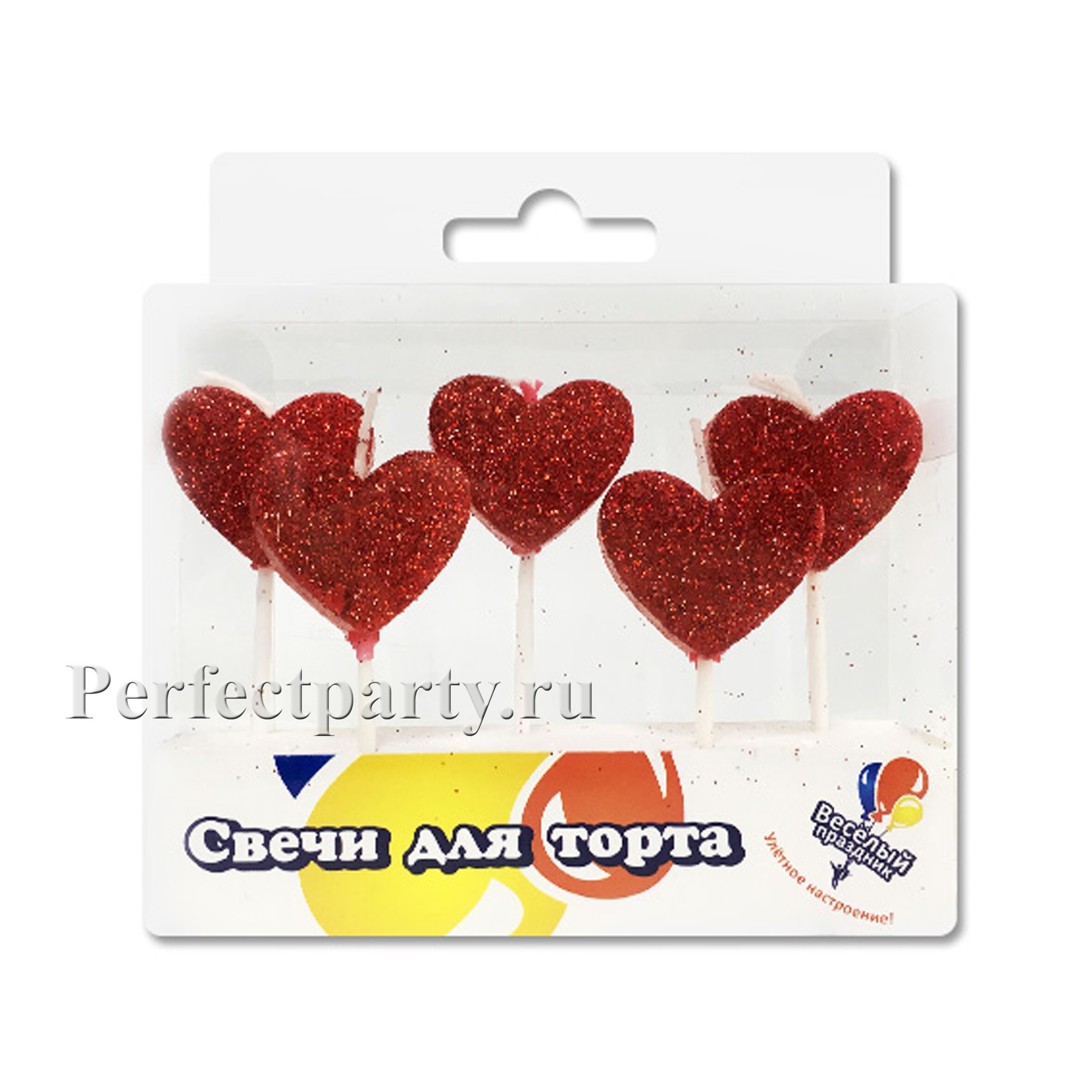 Свечи "Сердечки" 5 шт.