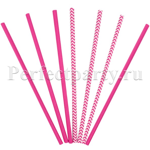 Трубочки бумажные ассорти Hot Pink 12(6+6)шт